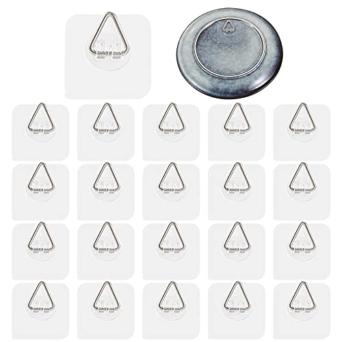 Wall Plate Hanger Display Holder - 20 Pack Invisible Vertical Plate Holders - Plastic Plate Hangers for The Wall - 2.4 Inch Adhesive Picture Hanger - Hanging Hooks for Decorative Plates and Wall Art