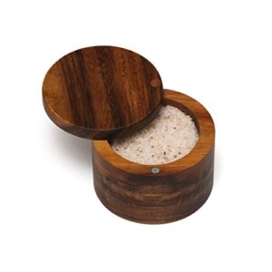 Lipper International Acacia Wood Salt or Spice Box with Swivel Cover, 3-1/2" x 2-1/2"