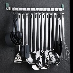 Kyraton Kitchen Utensil Rack, Kitchen Rack,Rail Rack Organizer for Hanging Knives,Mug Rack, Spatula Rack, Hanging Pot Rack Utensil Holder, Wall Mounted Gourmet Kitchen Rail with 14 Hooks