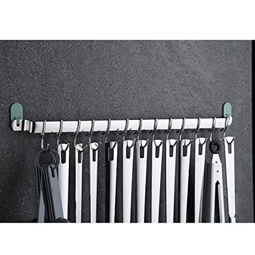 Kyraton Kitchen Utensil Rack, Kitchen Rack,Rail Rack Organizer for Hanging Knives,Mug Rack, Spatula Rack, Hanging Pot Rack Utensil Holder, Wall Mounted Gourmet Kitchen Rail with 14 Hooks