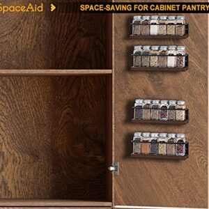 SpaceAid Spice Rack Organizer for Cabinet Door or Wall Mount (4 Pack) with 415 Spice Labels - Wood Hanging Seasoning Shelf for Cupboard Pantry or over the Stove