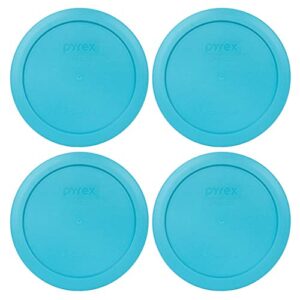 pyrex bundle – 4 items: 7201-pc 4-cup surf blue plastic food storage lids