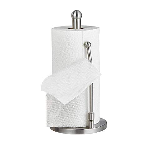 Alpine Countertop Paper Towel Holder - Stainless Steel Kitchen Napkin Roll Dispenser Stand for Home, Office, Bathroom (Steel-Lite)