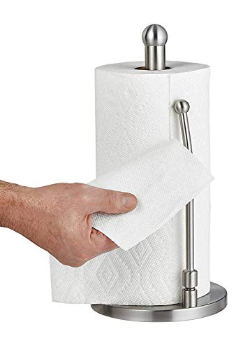 Alpine Countertop Paper Towel Holder - Stainless Steel Kitchen Napkin Roll Dispenser Stand for Home, Office, Bathroom (Steel-Lite)