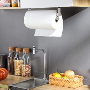 ZUNTO Paper Towel Holder Cabinet Door or Under Cabinet, Self Adhesive Big Roll Paper Towel Roll Holder Wall Mount, Stainless Steel