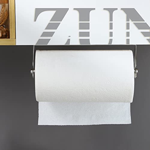 ZUNTO Paper Towel Holder Cabinet Door or Under Cabinet, Self Adhesive Big Roll Paper Towel Roll Holder Wall Mount, Stainless Steel