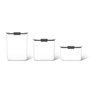 Rubbermaid 6-Piece Brilliance Food Storage Containers for Pantry with Lids for Flour, Sugar, and Pasta, Dishwasher Safe, Clear/Grey