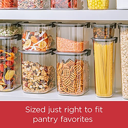 Rubbermaid 6-Piece Brilliance Food Storage Containers for Pantry with Lids for Flour, Sugar, and Pasta, Dishwasher Safe, Clear/Grey