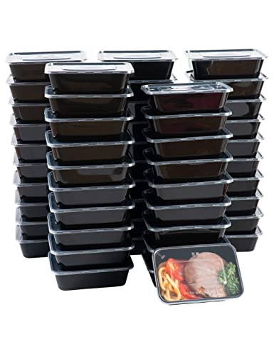 Hemind Meal Prep Container 24 oz[50 Pack ] Disposable Food Containers with Lids to go Containers for Food, Freezer & Microwave Safe BPA Free