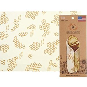 bee’s wrap – large bread wrap – made in the usa with certified organic cotton – plastic and silicone free – reusable eco friendly beeswax food wraps