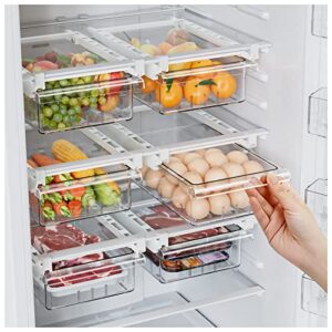 2 pack refrigerator drawer organizer, pull out refrigerator shelf storage drawer organizer, transparent fridge organizer for egg, fruit, vegetable, seafood, meat, fit all fridge shelves under 0.6”