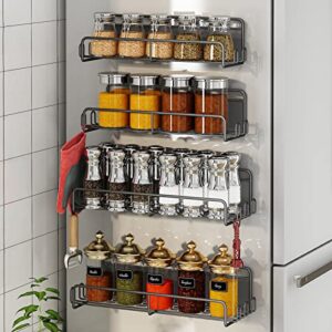 coobest magnetic spice rack for refrigerator, 4 pack magnetic spice rack organizer with super strong magnetic, metal kitchen organization, spice and seasoning organizer, kitchen gadgets, black