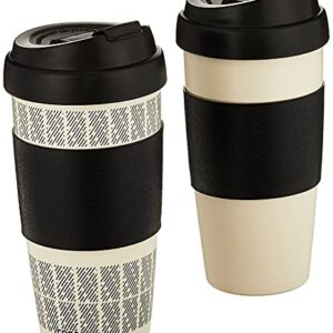 Copco 5237160 Reusable Set of 2 Insulated Double Wall Travel Mugs 16-ounce White/Black