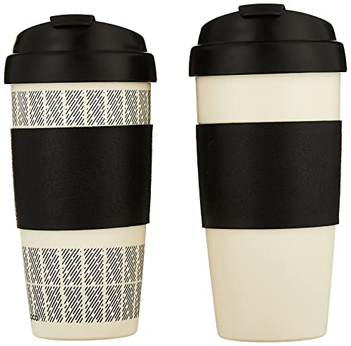 Copco 5237160 Reusable Set of 2 Insulated Double Wall Travel Mugs 16-ounce White/Black