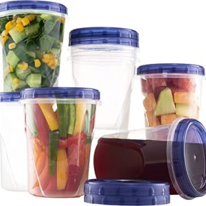 Soup Freezer Storage Containers With Twist Top lids [32 Oz - 9 Pack] Reusable Plastic Food Container with Screw On Lids, leak proof, Airtight, Stackable, Microwave Safe BPA Free