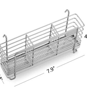 KESOL Sturdy 304 Stainless Steel Utensil Drying Rack Basket Holder with Hooks 3 Divided Compartments, Rust Proof, No Drilling