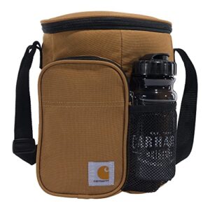 carhartt insulated 10 can vertical cooler + water bottle, fully-insulated lunchbox with included water bottle, brown