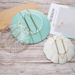 12 Pieces Invisible Plate Hangers Wall Plate Hangers Stainless Steel Decorative Wire Plate Hangers Holders in 3 Sizes with 12 Pieces Wall Hooks for Decorative Plates and Art (6/8/10 Inch)