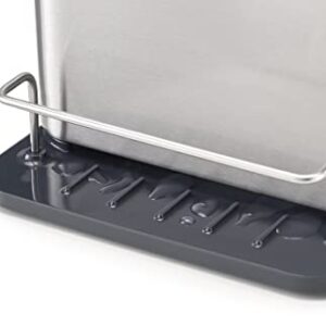 Joseph Joseph 85112 Surface Sink Caddy Stainless Steel Sponge Holder Organizer Tidy Drains Water for Kitchen, Large, Grey