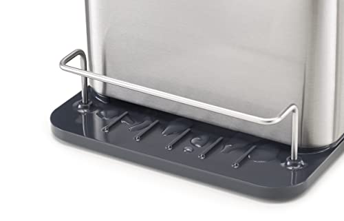 Joseph Joseph 85112 Surface Sink Caddy Stainless Steel Sponge Holder Organizer Tidy Drains Water for Kitchen, Large, Grey