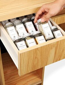 lavie home expandable spice tray for 9″ to 17″ wide drawer, 6pcs combinable clear racks (3 or 6 tiers), up to store 30 seasoning jars, for small/ narrow cabinet drawer