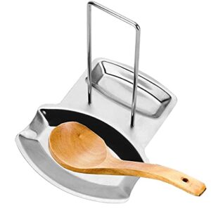 iPstyle Pan Lid Holder Spoon Rest for Pots and Pans Progressive Lid and Spoon Shelf 304 Stainless Steel Pan Lid Organizer Kitchen Decor Tool (Holder)