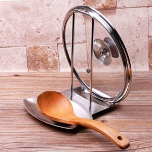 iPstyle Pan Lid Holder Spoon Rest for Pots and Pans Progressive Lid and Spoon Shelf 304 Stainless Steel Pan Lid Organizer Kitchen Decor Tool (Holder)