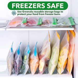 Greenzla Reusable Gallon Bags - 8 Pack - EXTRA THICK Reusable Freezer Bags - BPA Free, Easy Seal & LEAKPROOF Food Storage Bags for Marinate Food, Fruits, Sandwich, Snack, Meal Prep, Travel Item