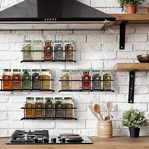 ZICOTO Space Saving Spice Rack Organizer for Cabinets or Wall Mounts - Easy To Install Set of 4 Hanging Racks - Perfect Seasoning Organizer For Your Kitchen Cabinet, Cupboard or Pantry Door