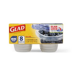 gladware mini food storage containers | small round food containers, mini round food containers hold up to 4 ounces of food | 4 oz containers with lids, 8 count set