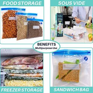 Sous Vide Bags 52 PCS - 30 Reusable Vacuum Food Sealer Bags for Anova, Joule Cookers - 3 Sizes Sous Vide Bag Kit with Pump - 4 Sous Vide Bag Clips for Food Storage and Sous Vide Cooking