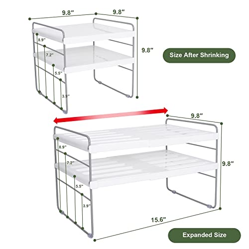 Pantry Organization and Storage for Kitchen - Expandable Kitchen Wrap Box Organizer Rack, Foil Organizer for Cabinet & Counter, Height & Width Adjustable Cupboard Storage Rack - (3 Tier 9.8 to 15.6"L)