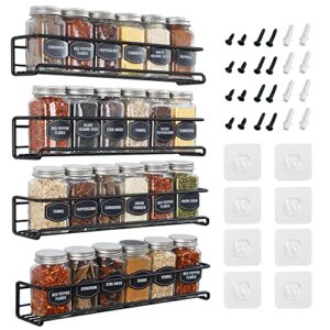 ultimate hostess spice rack wall mount – 4-tier, space-saving wall spice rack organizer – wall mount spice rack organizer for spice jars and seasonings – screw or adhesive hanging spice rack for wall
