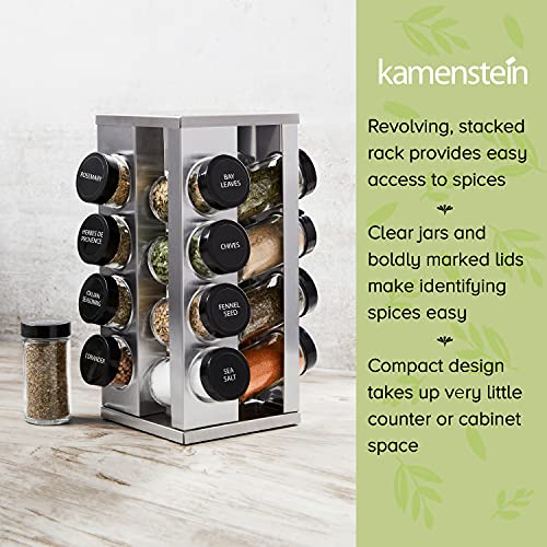 Kamenstein Heritage 16-Jar Revolving Countertop Spice Rack Organizer with Free Spice Refills for 5 Years