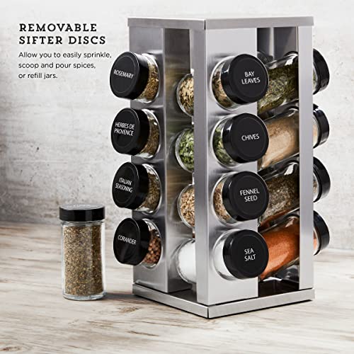 Kamenstein Heritage 16-Jar Revolving Countertop Spice Rack Organizer with Free Spice Refills for 5 Years