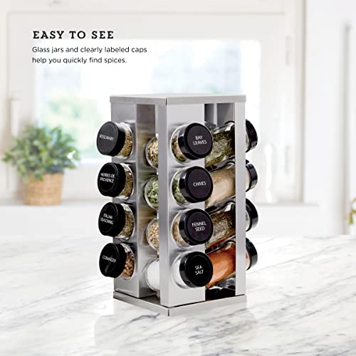 Kamenstein Heritage 16-Jar Revolving Countertop Spice Rack Organizer with Free Spice Refills for 5 Years