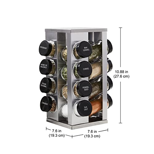 Kamenstein Heritage 16-Jar Revolving Countertop Spice Rack Organizer with Free Spice Refills for 5 Years