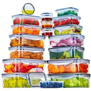 syntus food storage containers with lids, 18 pack (36 pieces) 12.8l plastic airtight reusable meal prep lunch containers for kitchen & pantry organization