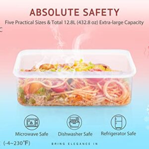 Syntus Food Storage Containers with Lids, 18 Pack (36 Pieces) 12.8L Plastic Airtight Reusable Meal Prep Lunch Containers for Kitchen & Pantry Organization