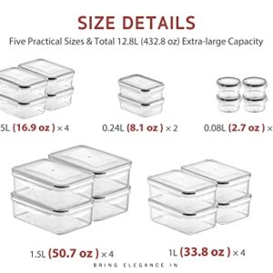 Syntus Food Storage Containers with Lids, 18 Pack (36 Pieces) 12.8L Plastic Airtight Reusable Meal Prep Lunch Containers for Kitchen & Pantry Organization