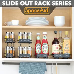 SpaceAid Pull Out Spice Rack Organizer for Cabinet, Heavy Duty Slide Out Seasoning Kitchen Organizer, Cabinet Organizer, with Labels and Chalk Marker, 4.5" W x10.75 D x8.5 H, 1 Drawer 2-Tier