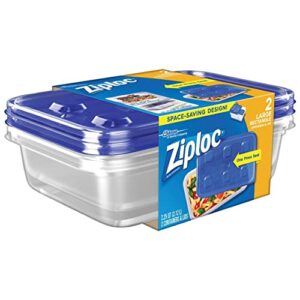 Ziploc Storage Containers Large Rectangle 2 Pack One Press Seal 2.25 QUART