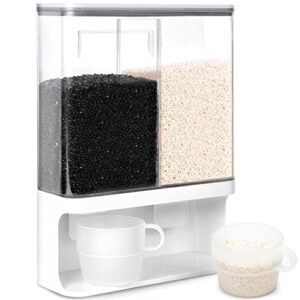 conworld rice dispenser kitchen organization, wall-mounted dry food storage container with lids and 1 cup, laundry detergent dispenser.suitable for black rice, pet food, beans, laundry scent beads