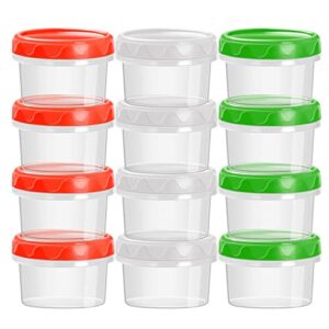 12-pack 2oz reusable small plastic containers with screw lids salad dressing container to go sauce condiment jello shot cups jars lunch box accessories baby food containers -mini-leakproof airtight