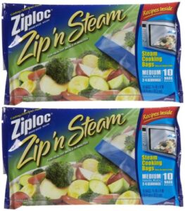 ziploc zip’n steam cooking bags,10 count (pack of 2)