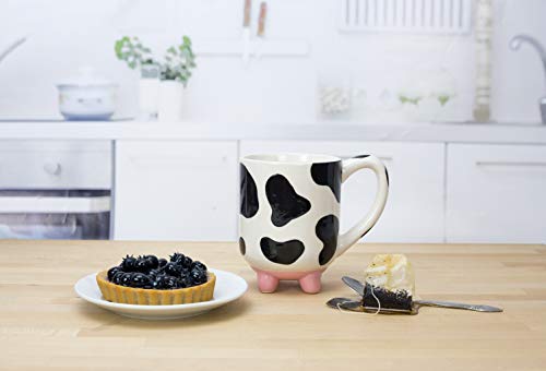 Boston Warehouse Udderly Cow Mug with Non-Skid Silicone Feet, Hand Painted Ceramic