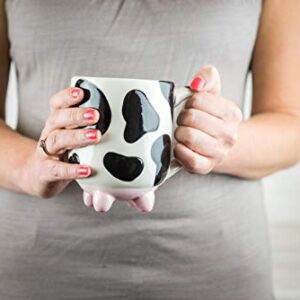 Boston Warehouse Udderly Cow Mug with Non-Skid Silicone Feet, Hand Painted Ceramic