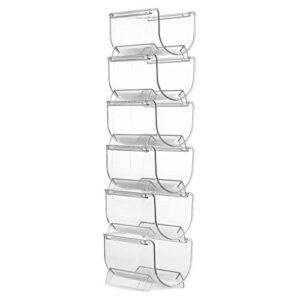 Set of 6 Wine and Water Bottle Organizer, Stackable Plastic Wine Rack Holder for Pantry, Kitchen, Fridge, Ideal Storage for Wine, Soda, Pop and Beer, Clear