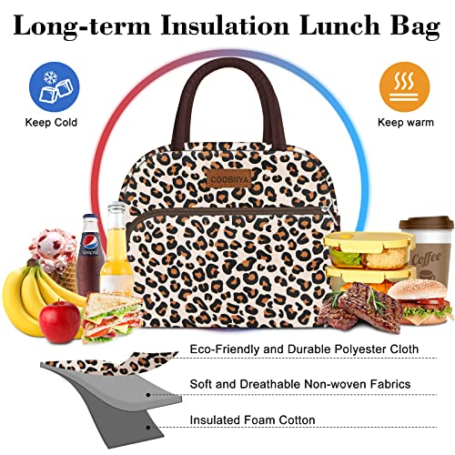 Lunch Bag Women, Insulated Lunch Box Tote Bag for Women Adult Men, Reusable Small Leakproof Cooler Cute Lunch Box Bags for Work Office Picnic School or Travel(Leopard)