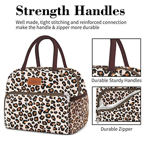 Lunch Bag Women, Insulated Lunch Box Tote Bag for Women Adult Men, Reusable Small Leakproof Cooler Cute Lunch Box Bags for Work Office Picnic School or Travel(Leopard)